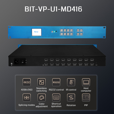 4K60 Video Processor   4 Inputs, 16 Outputs voor Multi-Screen Display Professionele 4K Video Wall Processor   Seamless Switching & Splicing 16-Channel HDMI Video Processor