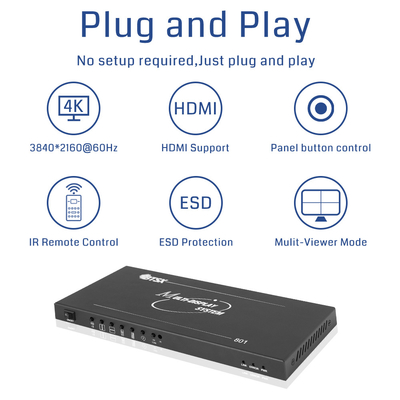 Bitvisus 4K60 8 Pictures Multi-viewer HDMI/DP Infrarood afstandsbediening Video Switch