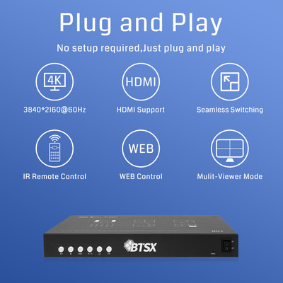 RS232 Control Options 8 HDMI Input Multi-Screen Display Controller voor moeiteloze video-switching en gebruiksvriendelijk ontwerp