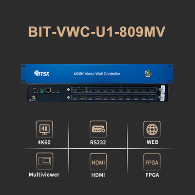 Bitvisus 4K60 8 in 9 Uit Video Wall Controller Rs232 HDMI/DP Netwerk Web Controle 2x2 Video Wall Matrix Controller