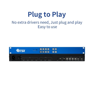 Bitvisus 4x3 4K60 HDMI conferentiebewakingsoplossing 4 in 3 Out Black Multi-Viewer Screen Switch Adapter