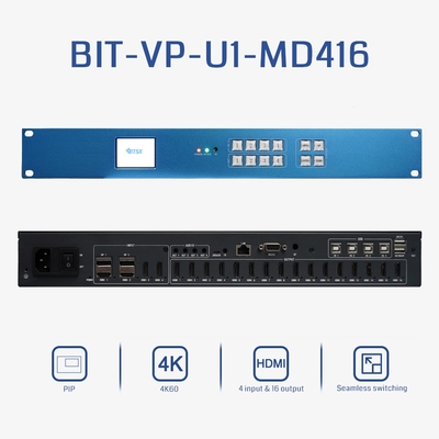 Bitvisus 1U RACK PIP naadloos schakelen HDMI Switcher Matrix 4K60 4*4 LCD LED TV Video Wall Controller ProcessorBIT-VP-U1-MD416