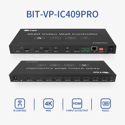 4 Input 9 Output Video Wall Controller voor Grootschalige Multi-Screen Displays