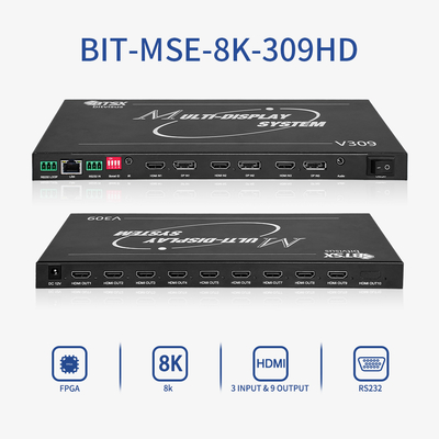 Bitvisus 8K Professional Video Wall Processor - 9 uitgangen, gesynchroniseerde High-Definition Video Output BIT-MSE-8K-309HD